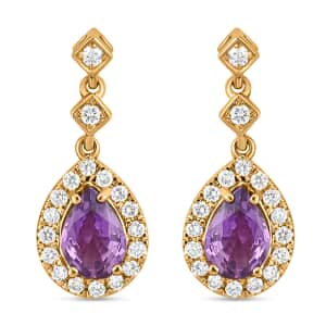 Iliana 18K Rose Gold AAA Madagascar Purple Sapphire and G-H SI Diamond Earrings 2.00 ctw