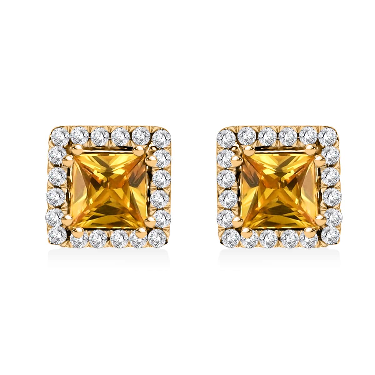 Iliana 18K Yellow Gold AAA Madagascar Yellow Sapphire and G-H SI Diamond Stud Earrings 2.80 Grams 2.00 ctw image number 0