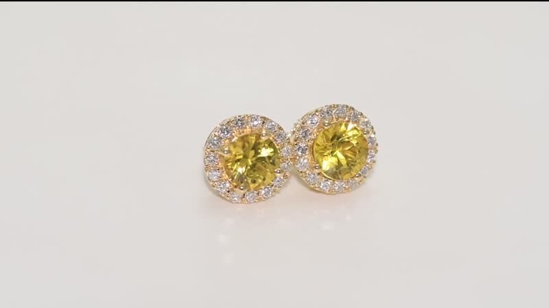 Certified Iliana 18K Yellow Gold AAA Madagascar Yellow Sapphire and Diamond Halo Stud Earrings ,Halo Studs, Yellow SapphireStuds,Yellow Gold Earrings, Diamond Halo Earrings 2.50 ctw