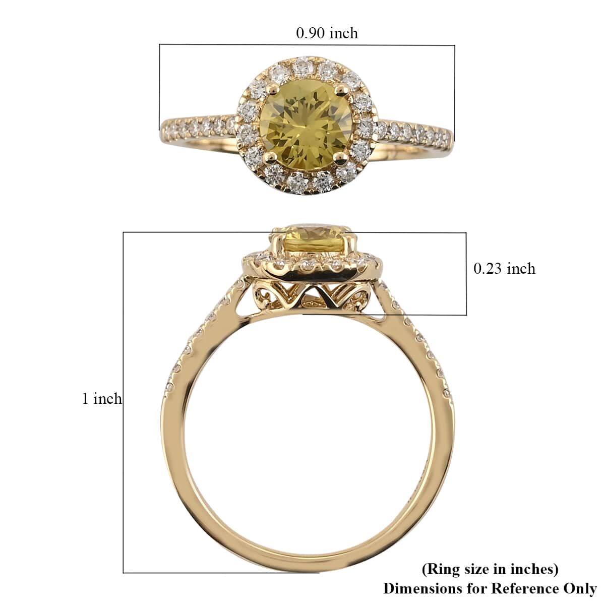 Certified & Appraised ILIANA 18K Yellow Gold AAA Yellow Sapphire and G-H SI Diamond Halo Ring 3.15 Grams 1.30 ctw image number 3