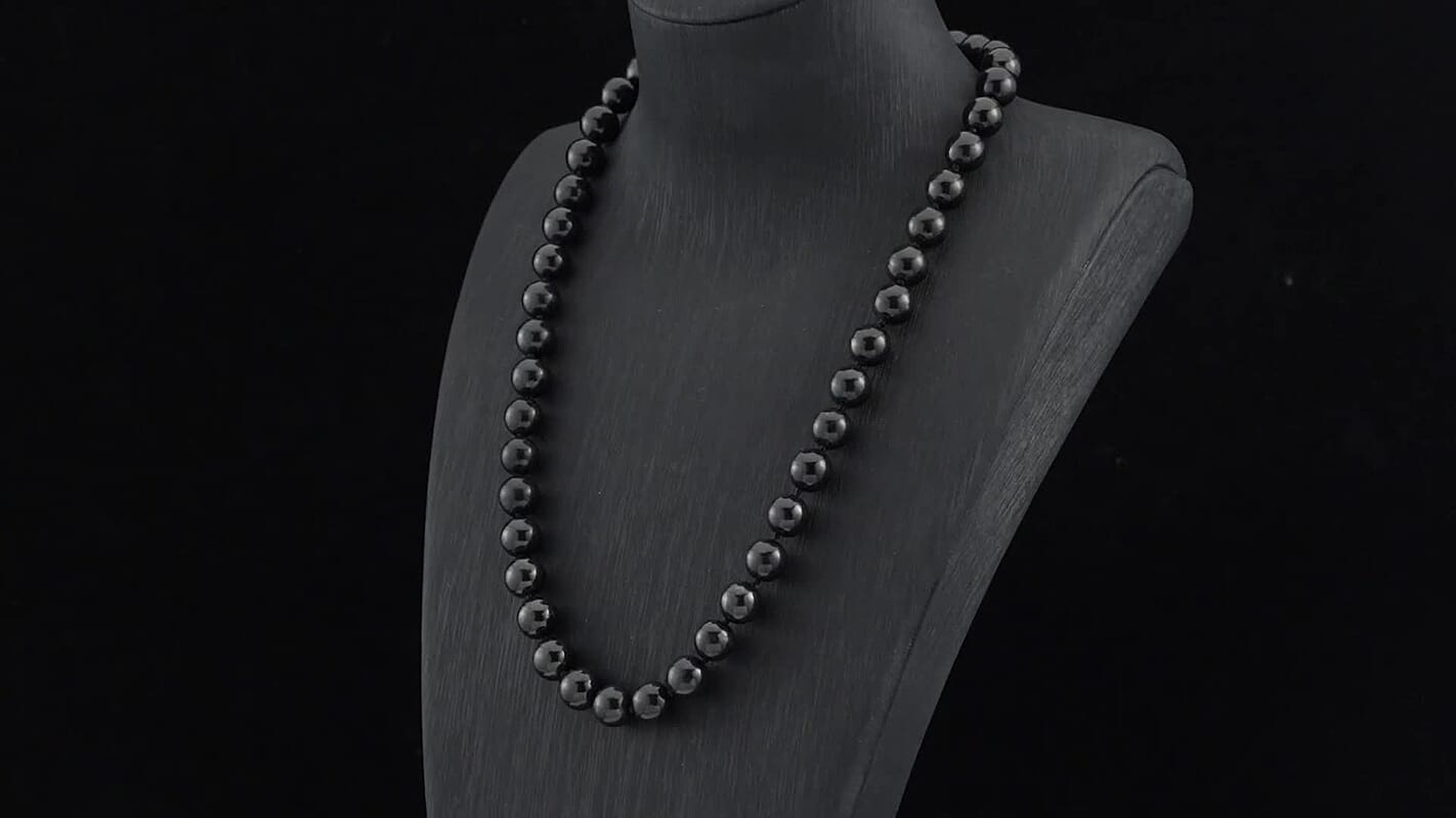 275.00 ctw Shungite 9-11 mm Beaded Necklace 20 Inches in Sterling Silver