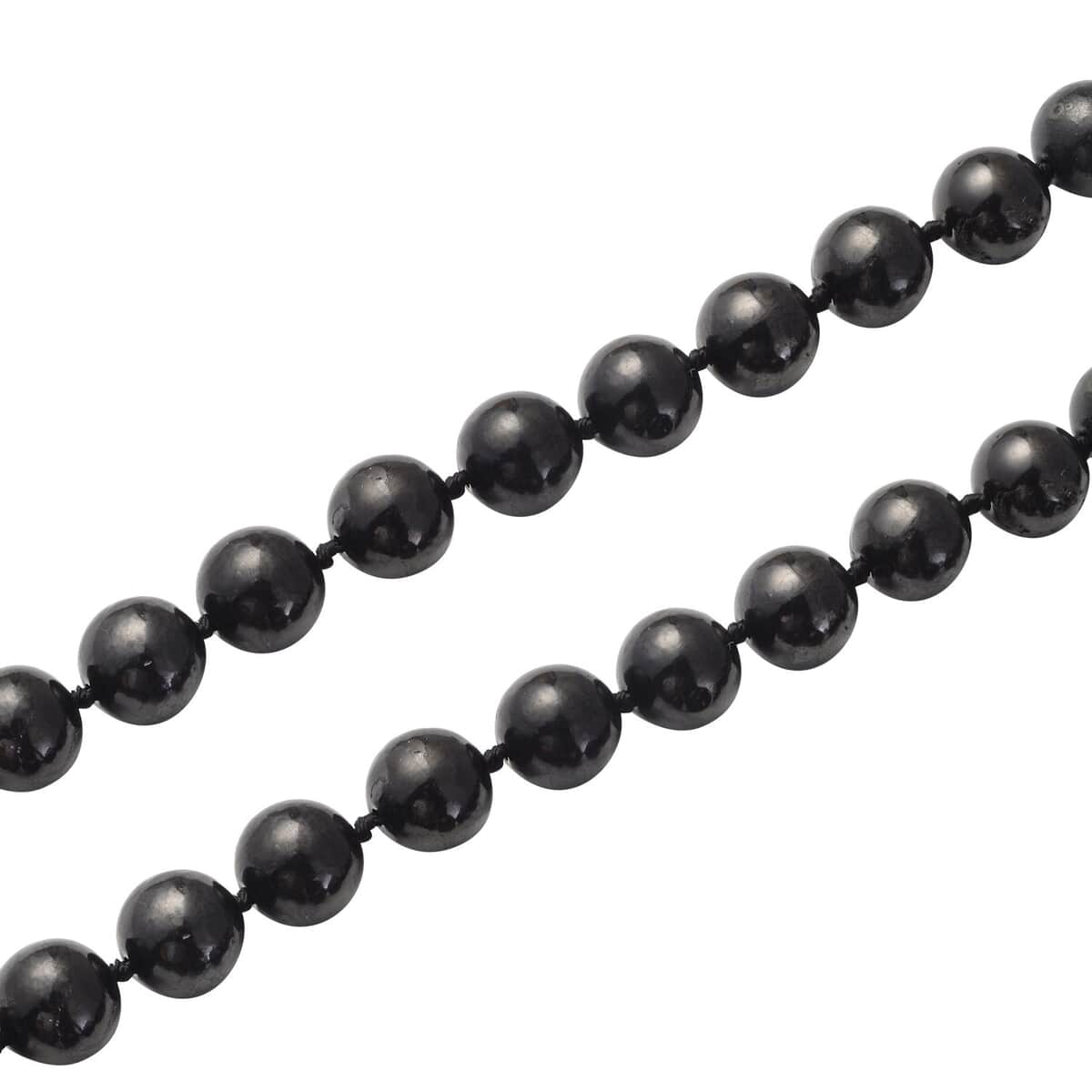 Shungite Beaded Necklace, Sterling Silver Necklace, Beads Necklace, 20 Inch Necklace With Magnetic Clasp 275.00 ctw image number 2