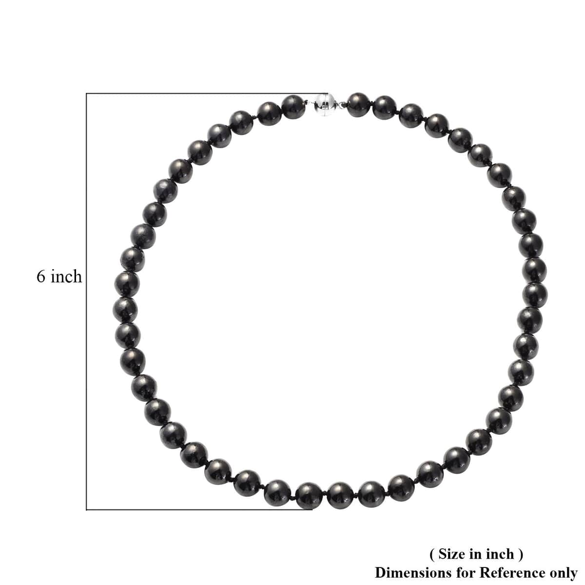 Shungite Beaded Necklace, Sterling Silver Necklace, Beads Necklace, 20 Inch Necklace With Magnetic Clasp 275.00 ctw image number 4