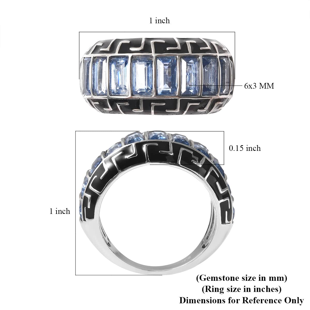 Himalayan Kyanite and Enameled Ring in Rhodium Over Sterling Silver (Size 6.0) 7.20 Grams 5.75 ctw image number 5
