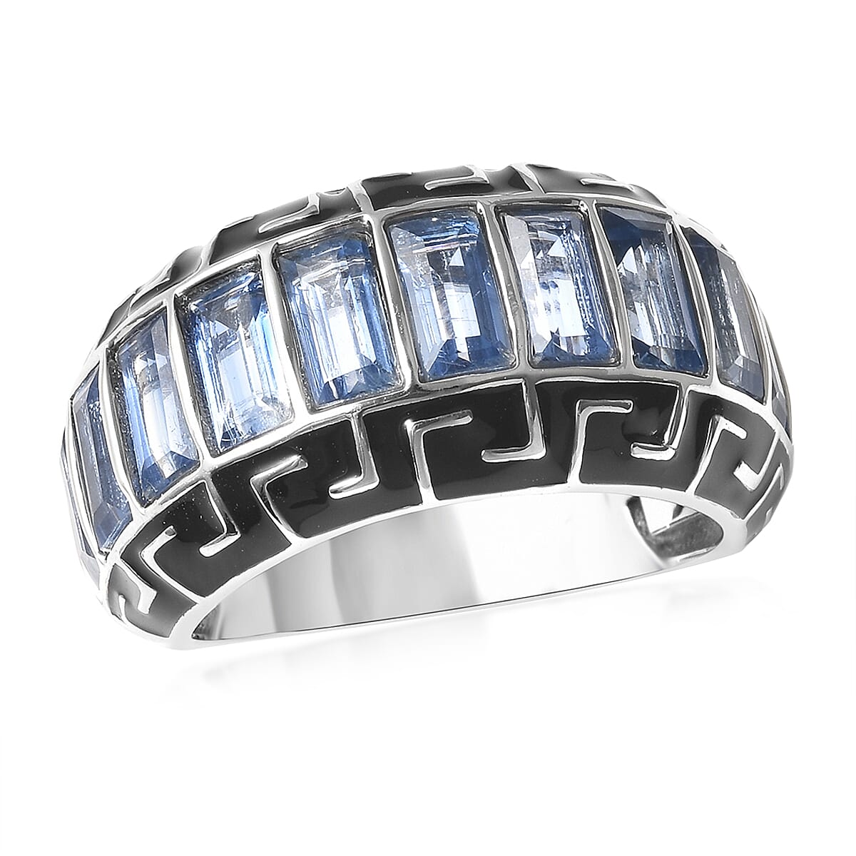 Himalayan Kyanite and Enameled Ring in Rhodium Over Sterling Silver (Size 8.0) 7.20 Grams 5.75 ctw image number 0