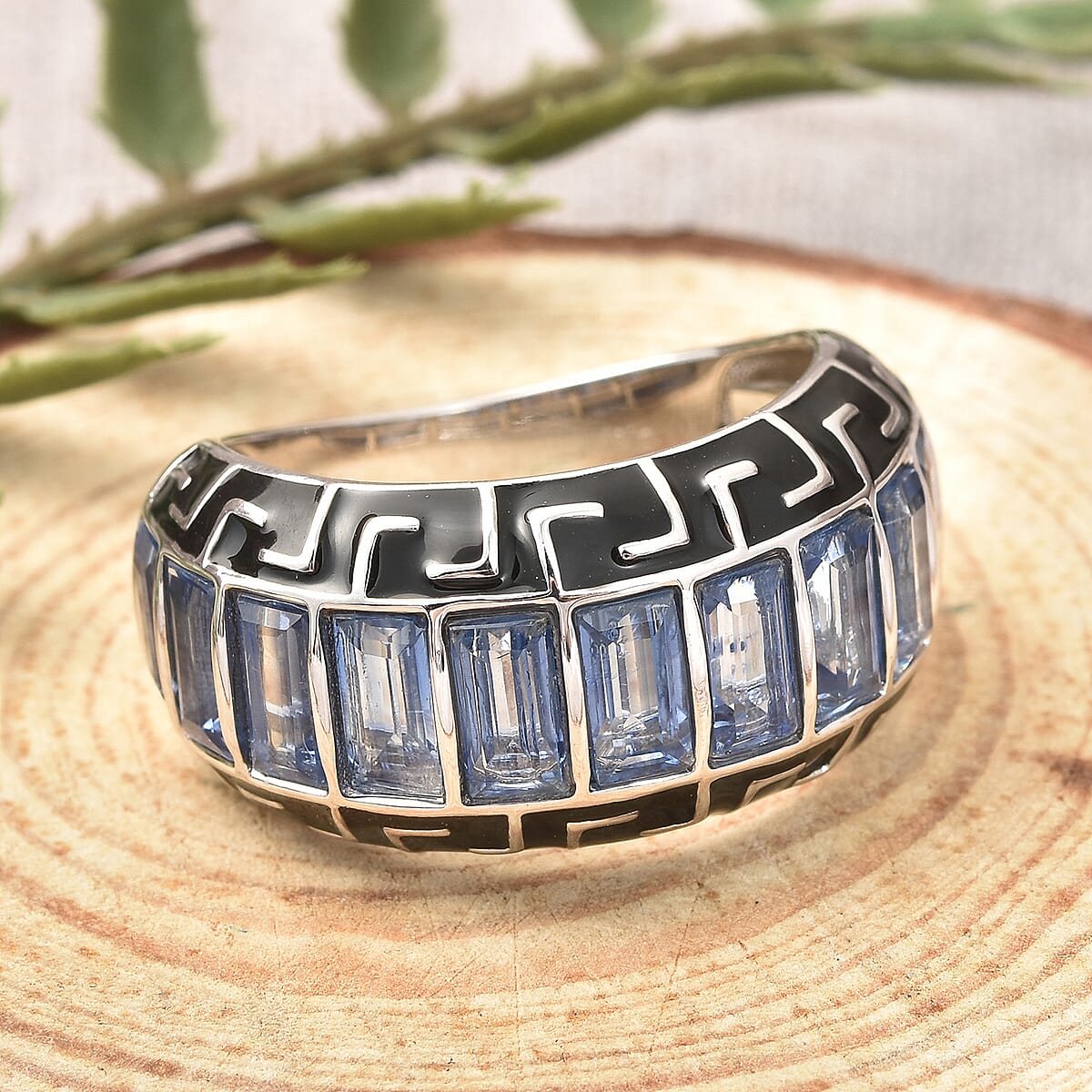 Himalayan Kyanite and Enameled Ring in Rhodium Over Sterling Silver (Size 8.0) 7.20 Grams 5.75 ctw image number 1