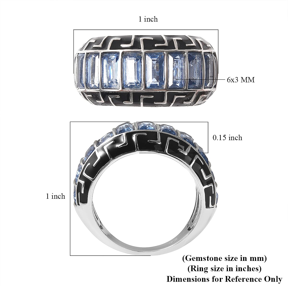 Himalayan Kyanite and Enameled Ring in Rhodium Over Sterling Silver (Size 8.0) 7.20 Grams 5.75 ctw image number 5