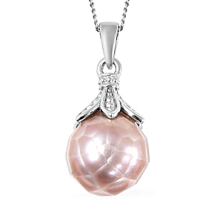 Purple Edison Pearl 10mm Drop Pendant Necklace 18 Inches in Rhodium Over Sterling Silver