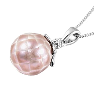 Purple Edison Pearl 10mm Drop Pendant Necklace 18 Inches in Rhodium Over Sterling Silver