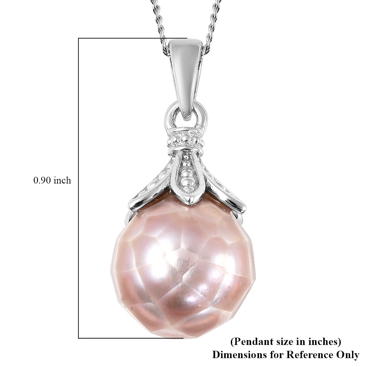 Purple Edison Pearl 10mm Drop Pendant Necklace 18 Inches in Rhodium Over Sterling Silver image number 4