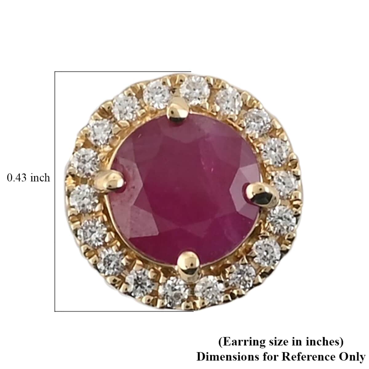 Iliana 18K Yellow Gold AAA Ruby and G-H SI Diamond Halo Stud Earrings 2.50 ctw image number 3