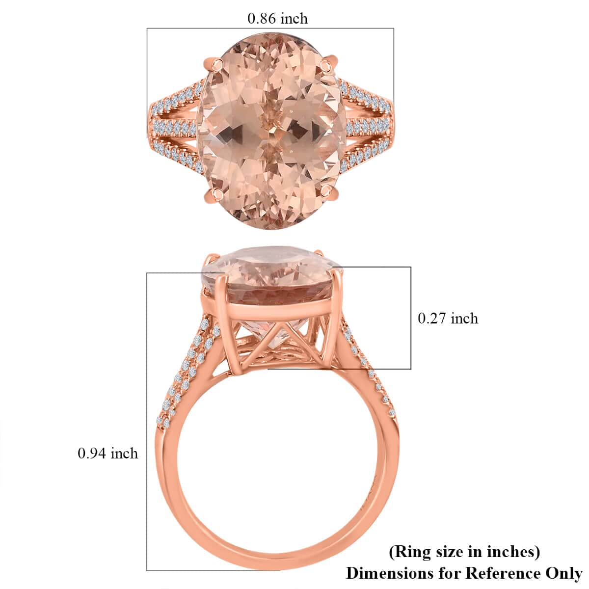 Iliana 18K Rose Gold AAA Marropino Morganite and G-H SI Diamond Ring (Size 8.0) 5.76 Grams 9.00 ctw image number 3