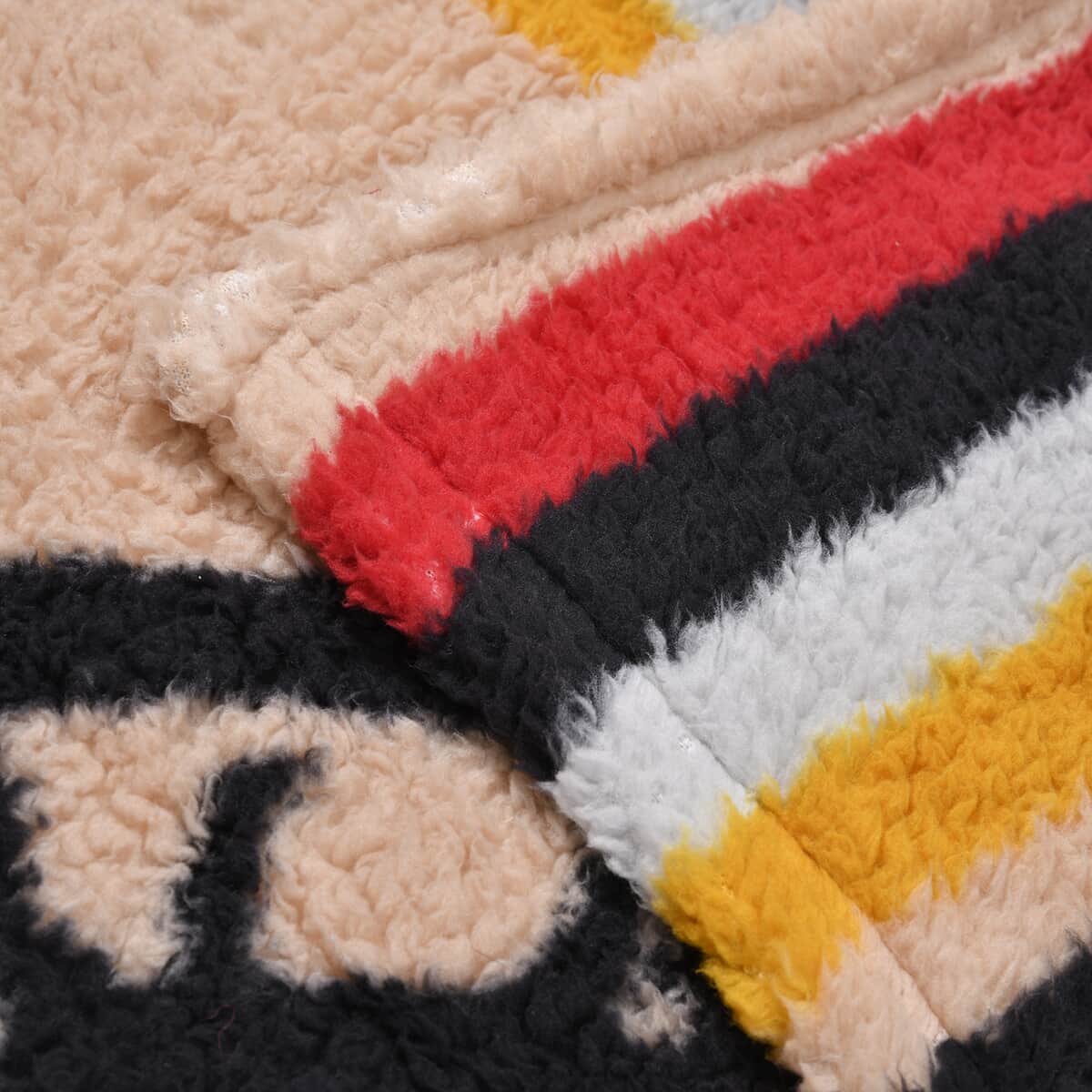 Homesmart Sand Abstract and Tribal Pattern Sherpa Blanket (Microfiber) image number 1