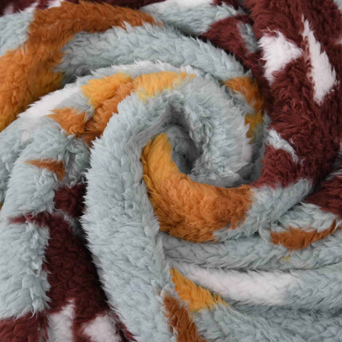 Homesmart Light Blue and Brown Abstract and Tribal Pattern Sherpa Blanket (Microfiber) image number 1