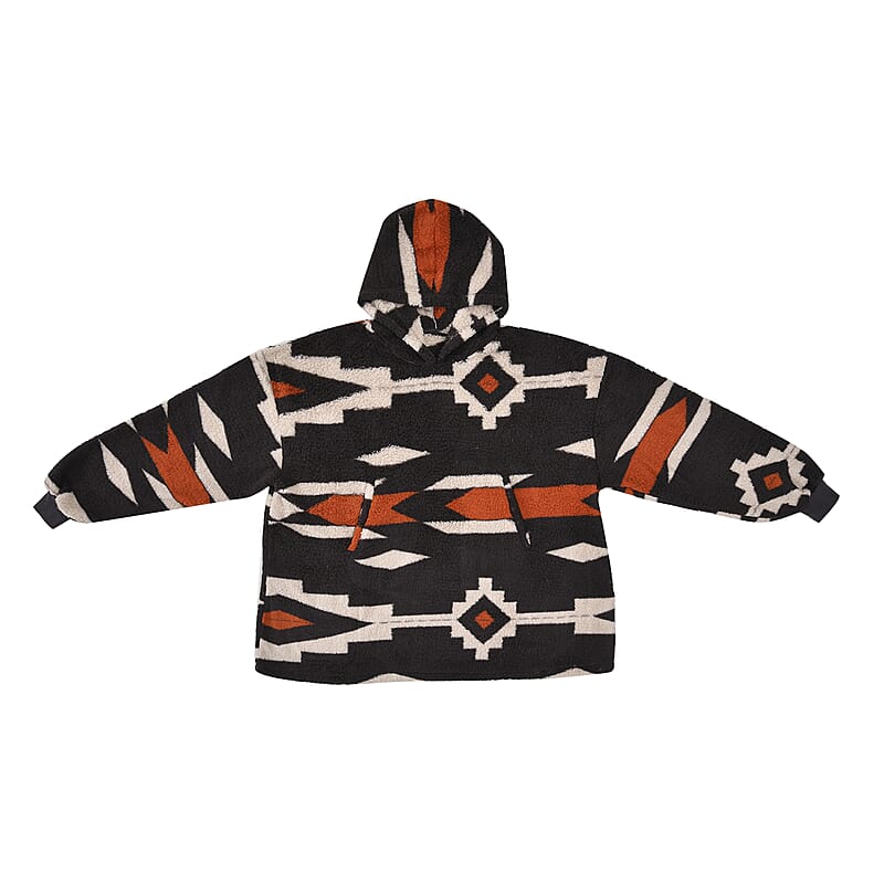 Homesmart Black Tribal Pattern Long Sleeve Sweatshirt with Hood