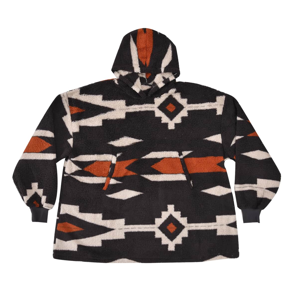 Homesmart Black Tribal Pattern Long Sleeve Sweatshirt with Hood image number 1