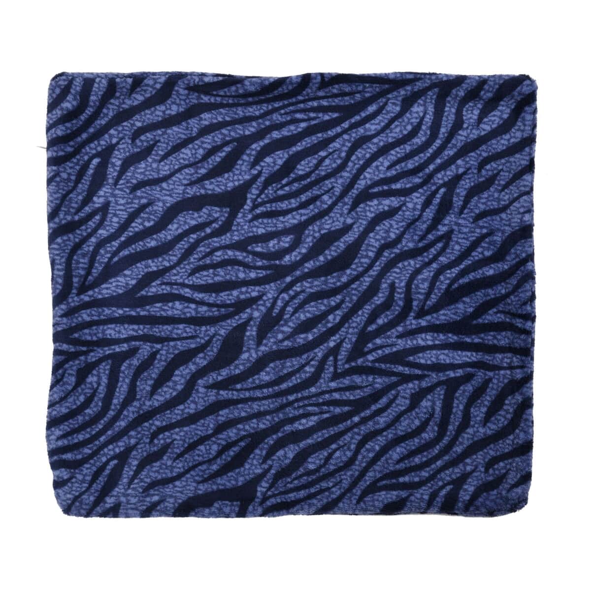 Homesmart Blue Color Zebra Stripe Pattern Microfiber Coral Fleece Blanket with 2 Cushion Covers, Microfiber Blanket Set, Soft Throw Blanket, Bedding Set, Comforter Sets image number 2