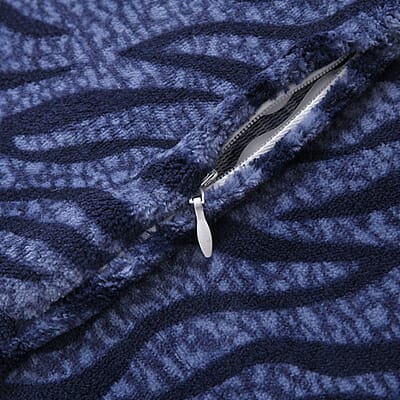 Homesmart Blue Color Zebra Stripe Pattern Microfiber Coral Fleece Blanket with 2 Cushion Covers, Microfiber Blanket Set, Soft Throw Blanket, Bedding Set, Comforter Sets