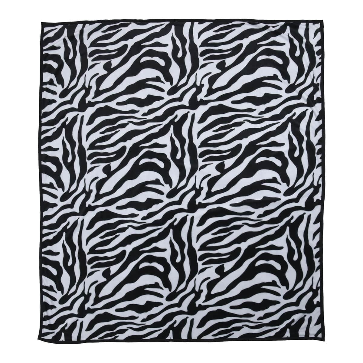 Homesmart Black & White Color Zebra Stripe Pattern Microfiber Coral Fleece Blanket (59.05x78.74) with 2 Cushion Covers image number 2