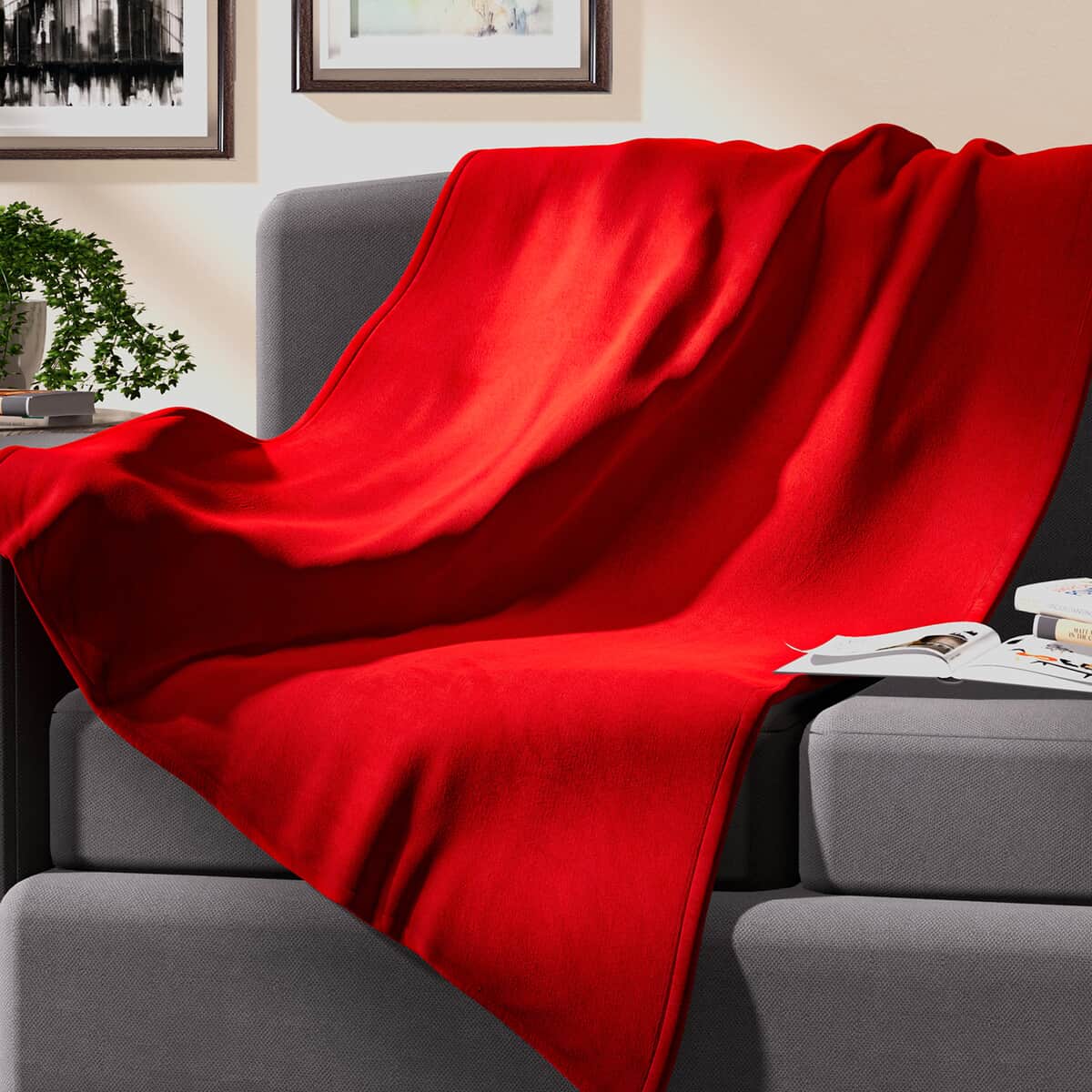 HOMESMART Toreador Solid Coral Fleece Warmth and Soft Blanket (50"x70") image number 0