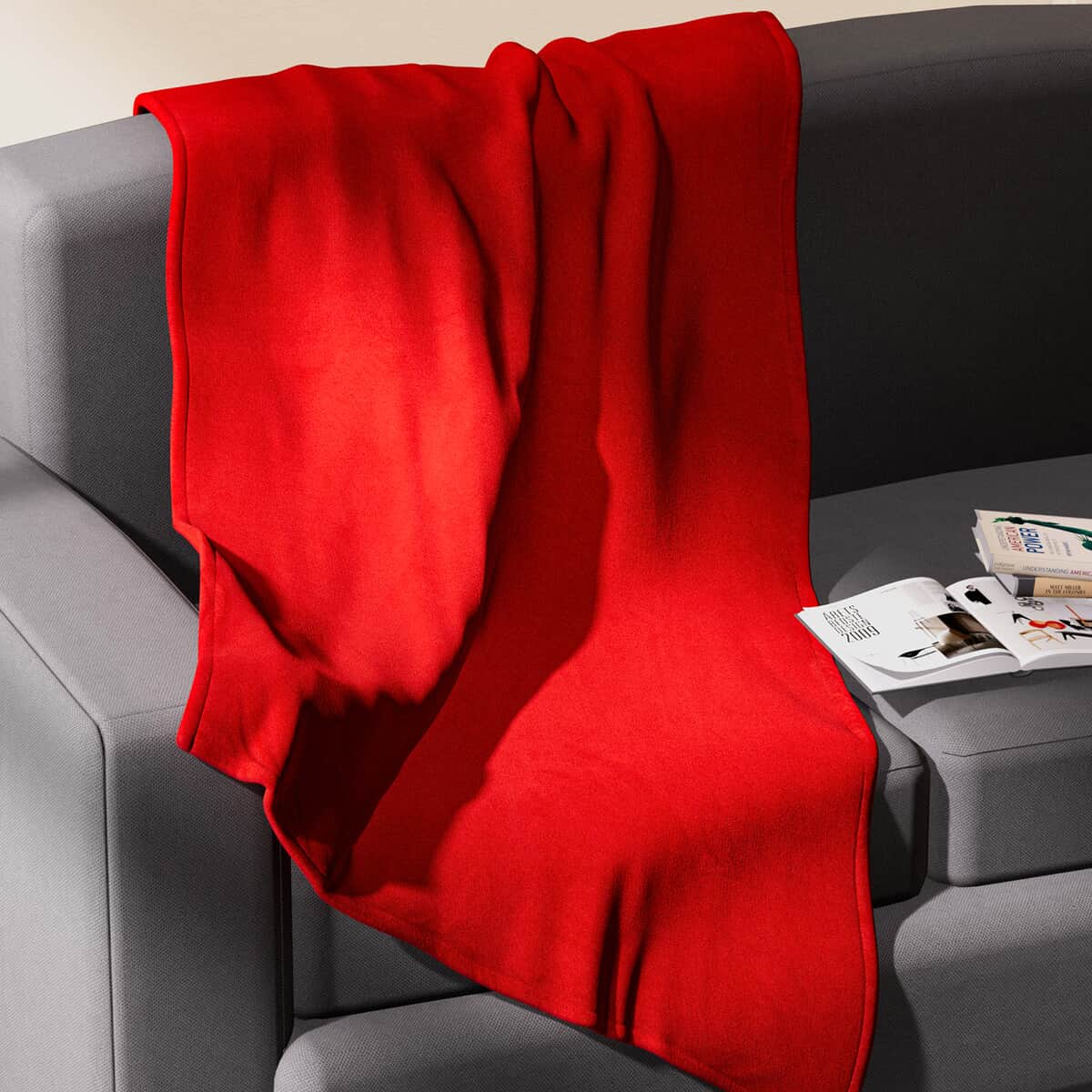 HOMESMART Toreador Solid Coral Fleece Warmth and Soft Blanket (50"x70") image number 1