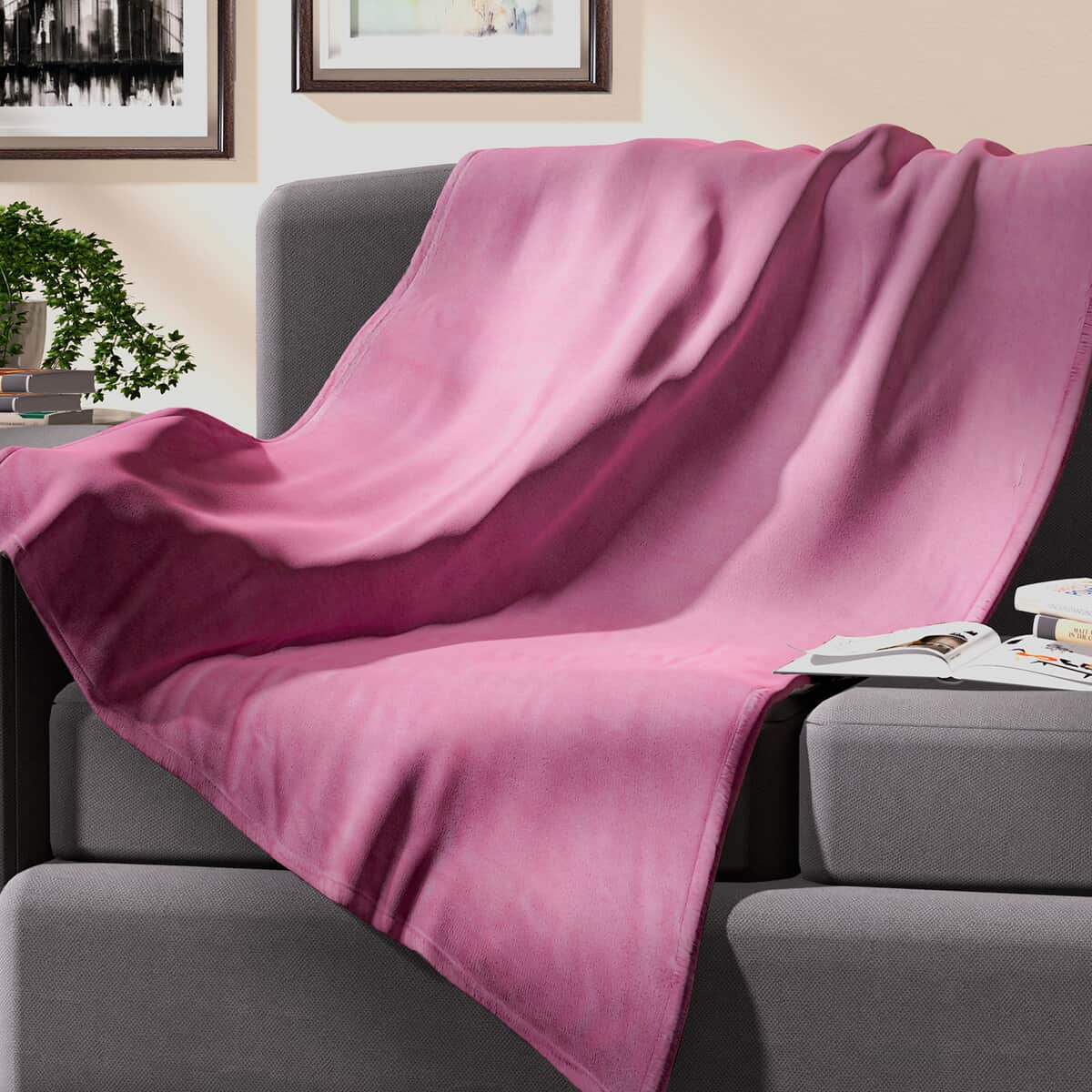 Homesmart Pink Solid Coral Fleece Warmth and Soft Blanket image number 0