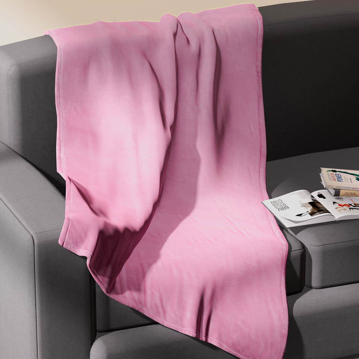 Homesmart Pink Solid Coral Fleece Warmth and Soft Blanket image number 1