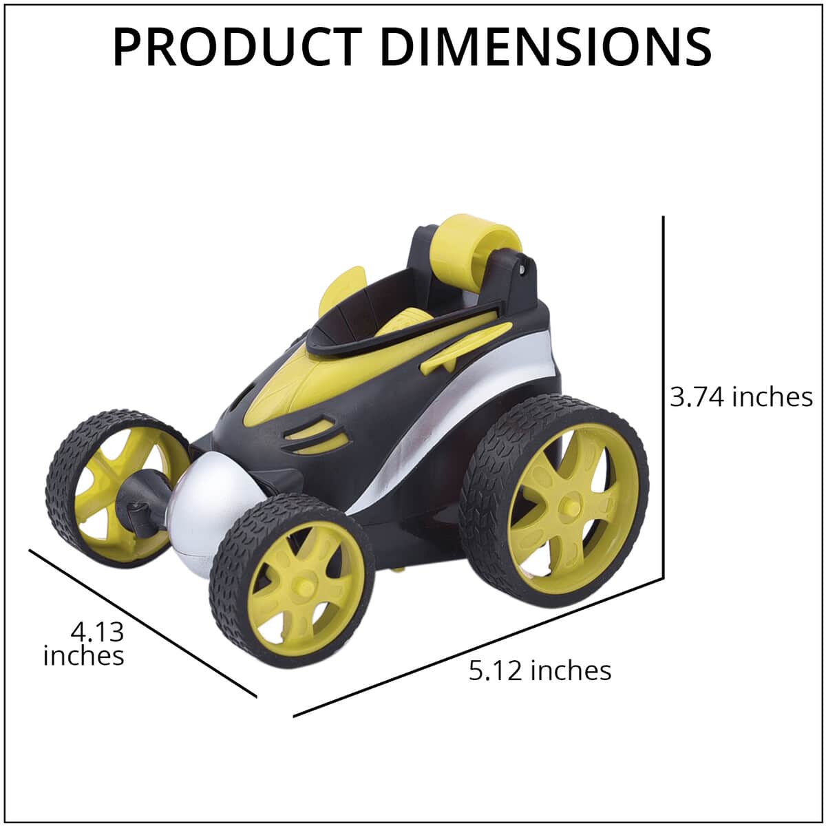 Homesmart Yellow Racing Remote Control Stunt Car, 4 Wheel Drive with 360 Degree Rotation, Spin and Flips (AA Batteries Not Included) image number 3