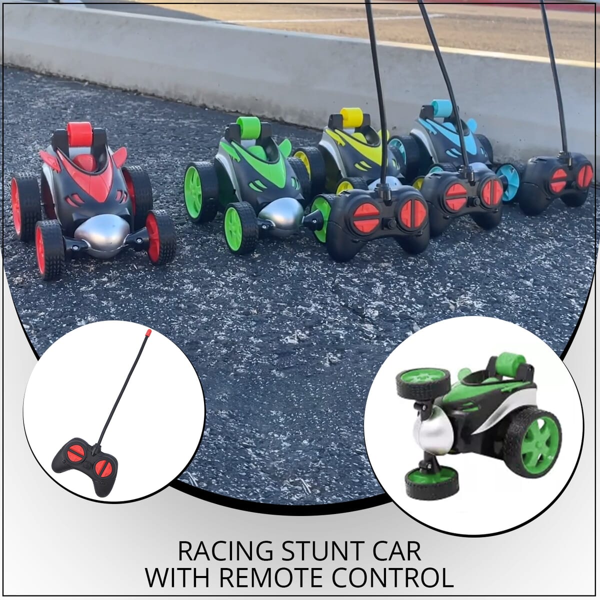 Homesmart Green Racing Remote Control Stunt Car, 4 Wheel Drive with 360 Degree Rotation, Spin and Flips (AA Batteries Not Included) image number 1