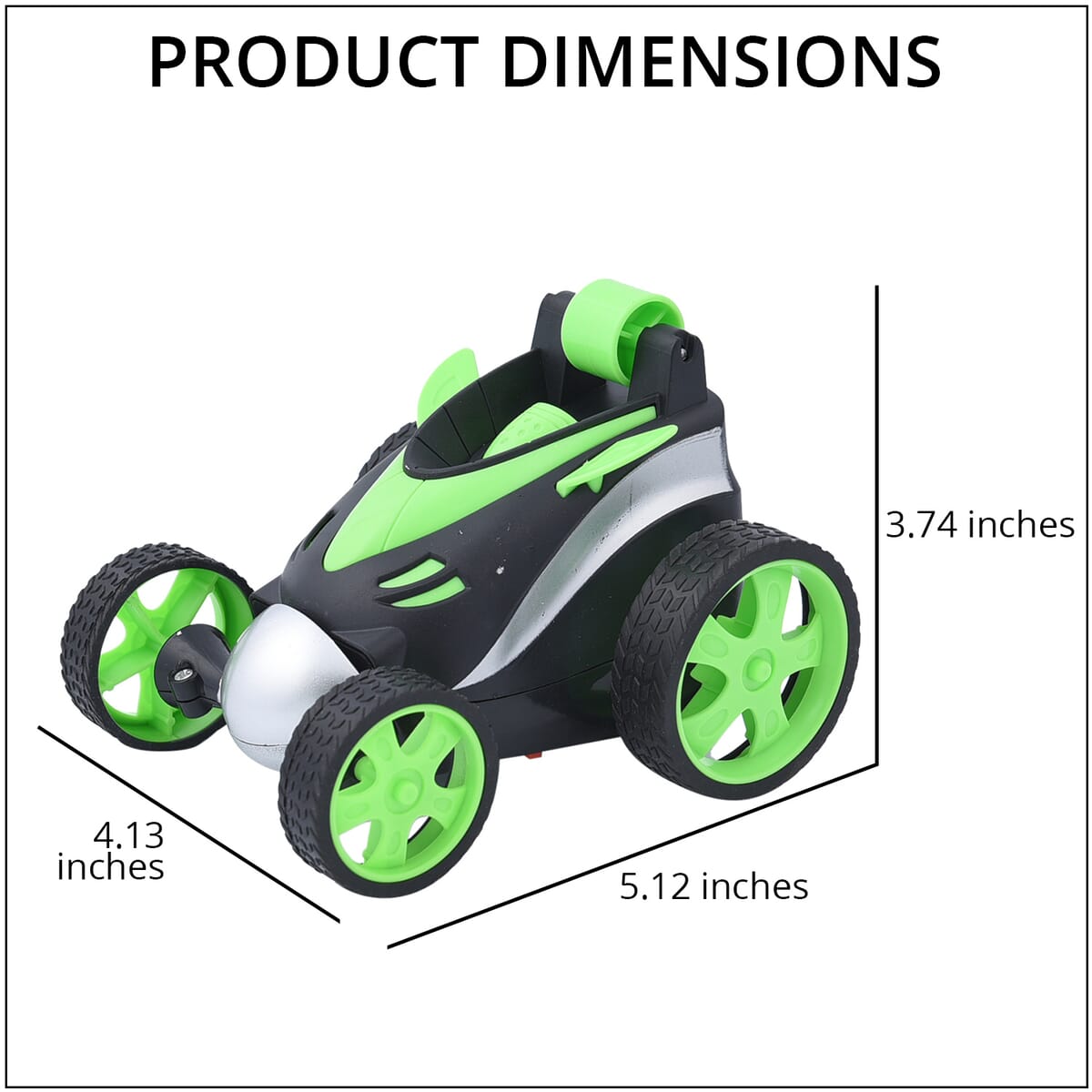 Homesmart Green Racing Remote Control Stunt Car, 4 Wheel Drive with 360 Degree Rotation, Spin and Flips (AA Batteries Not Included) image number 3