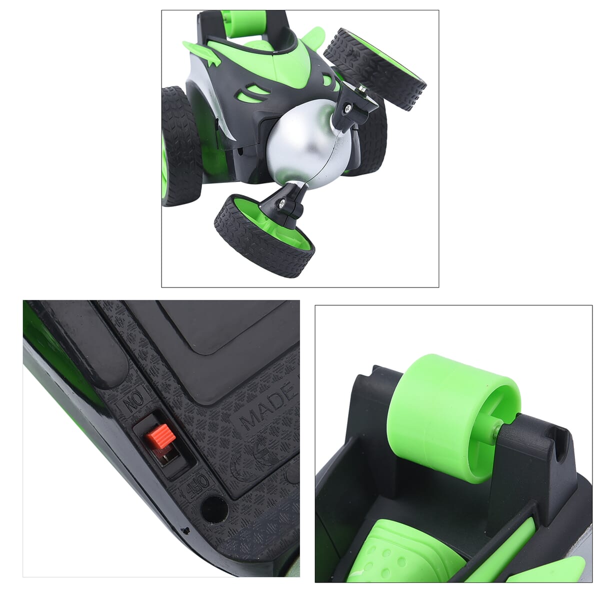 Homesmart Green Racing Remote Control Stunt Car, 4 Wheel Drive with 360 Degree Rotation, Spin and Flips (AA Batteries Not Included) image number 6