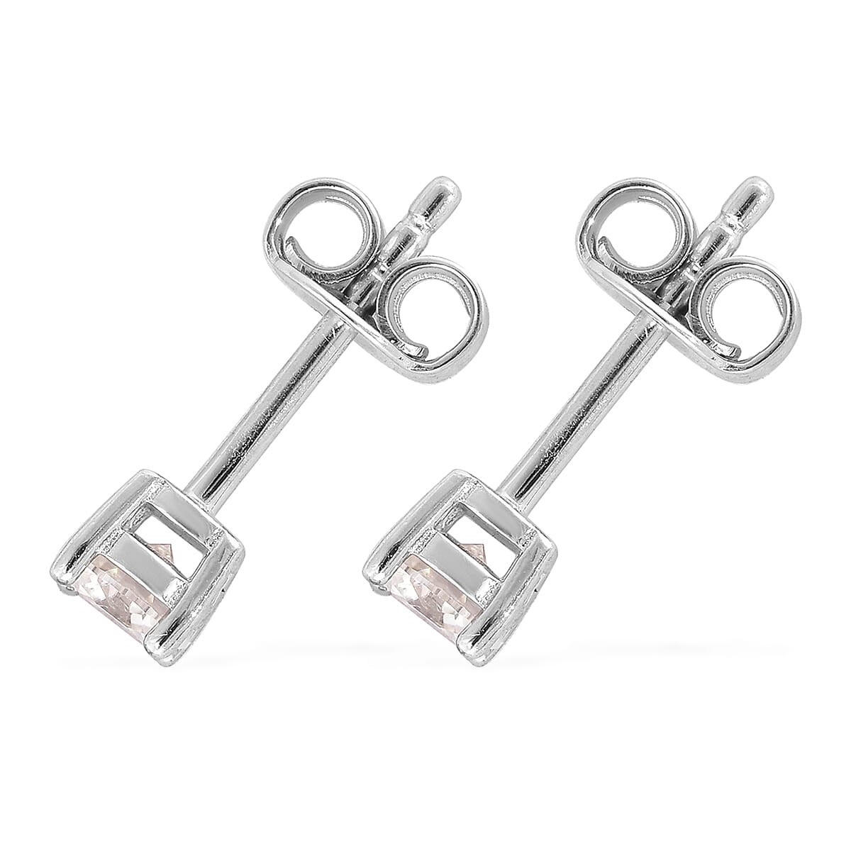 White Moissanite Solitaire Stud Earrings in Platinum Over Sterling Silver 0.50 ctw image number 3