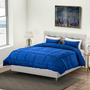 Homesmart Navy Quilted Pattern Microfiber Comforter and 2pcs Pillow Cover - Queen