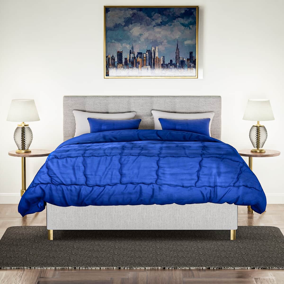 Homesmart Navy Quilted Pattern Microfiber Comforter and 2pcs Pillow Cover - Queen image number 2