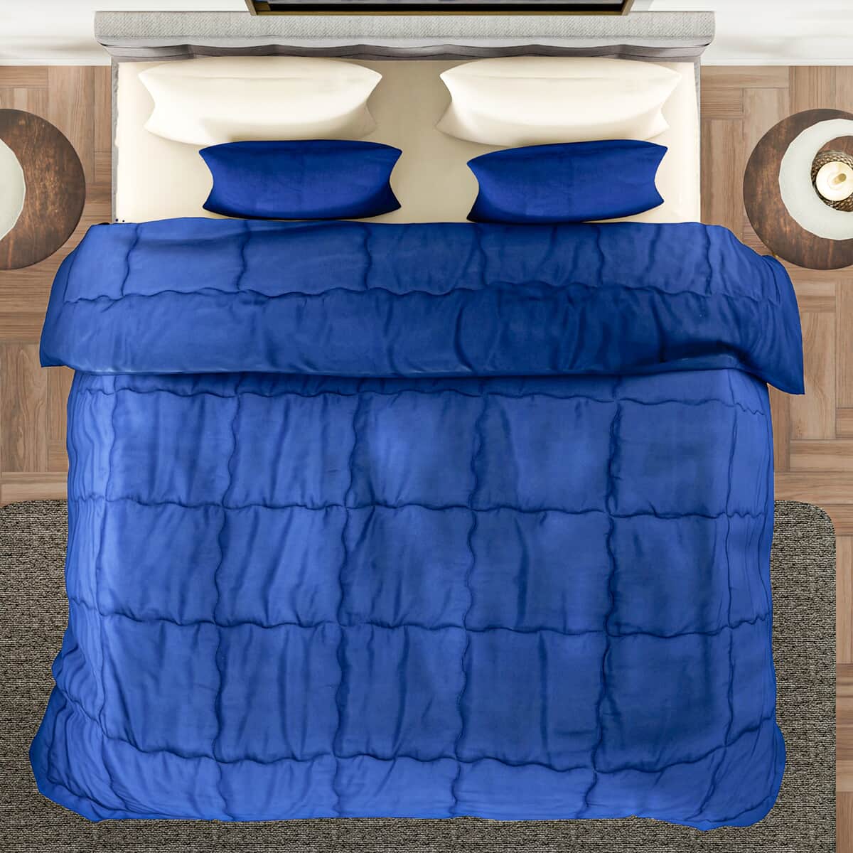 Homesmart Navy Quilted Pattern Microfiber Comforter and 2pcs Pillow Cover - Queen image number 3