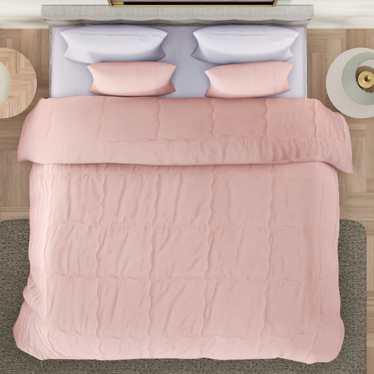 Homesmart Pink Quilted Pattern Microfiber Comforter and 2pcs Pillow Cover - Queen image number 3