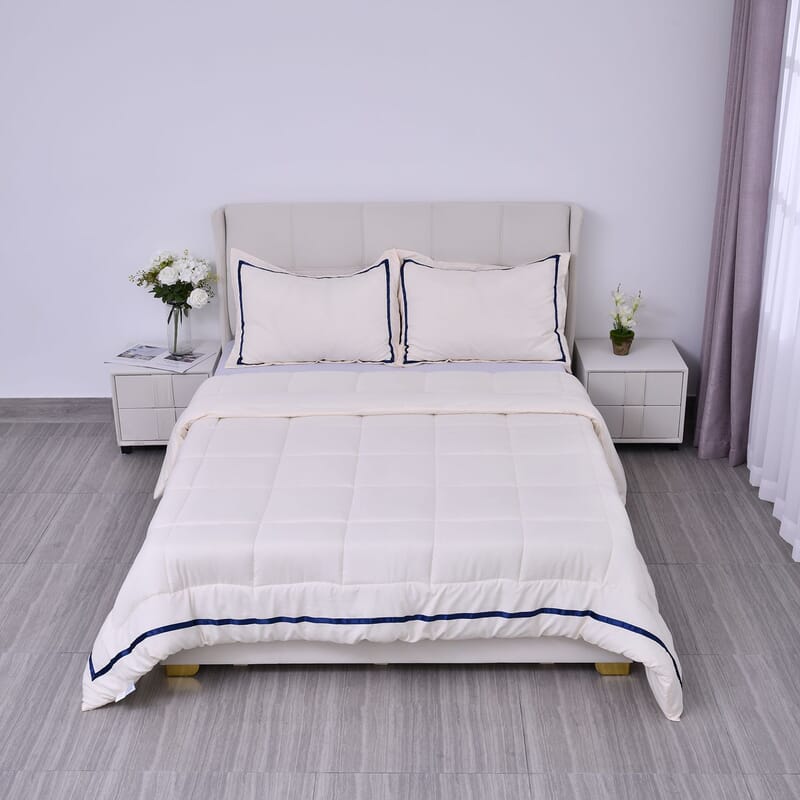 Homesmart Beige Quilted Pattern Microfiber 3pcs Comforter Set - Queen