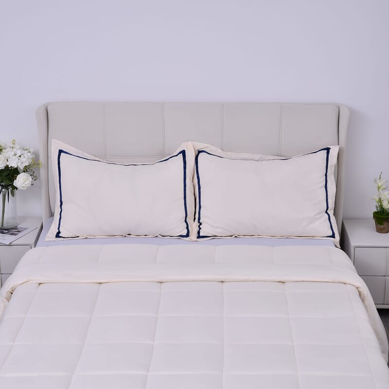 Homesmart Beige Quilted Pattern Microfiber 3pcs Comforter Set - Queen