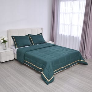 Homesmart Green Quilted Pattern Microfiber 3pcs Comforter Set - Queen
