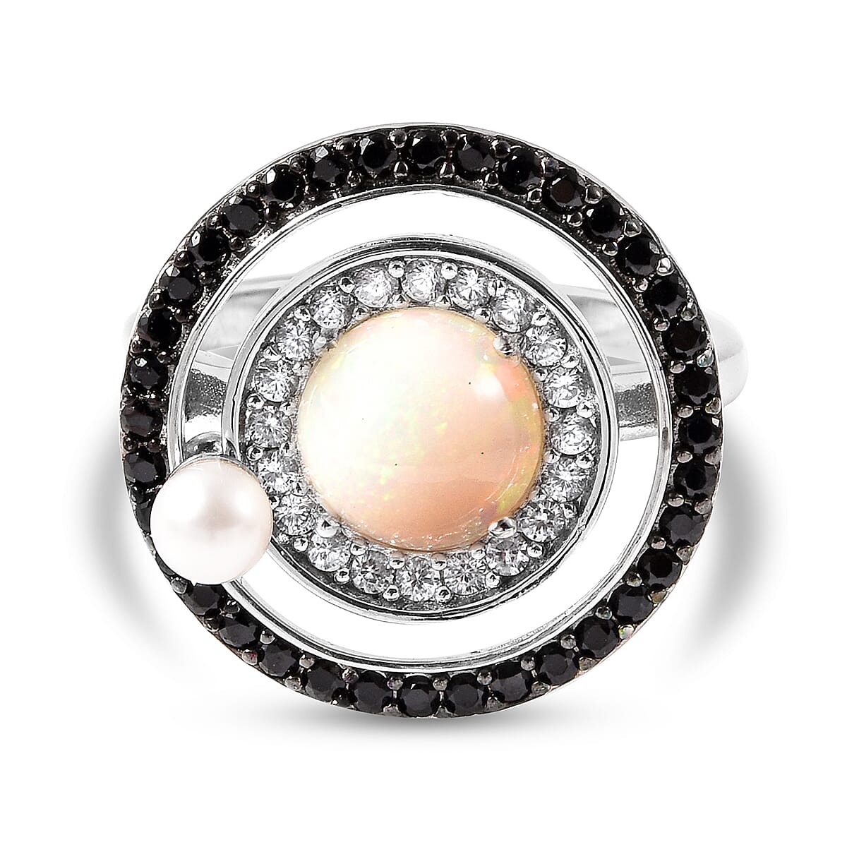 Ethiopian Welo Opal and Multi Gemstone 3.58 ctw Ring in Sterling Silver (Size 5.5)
