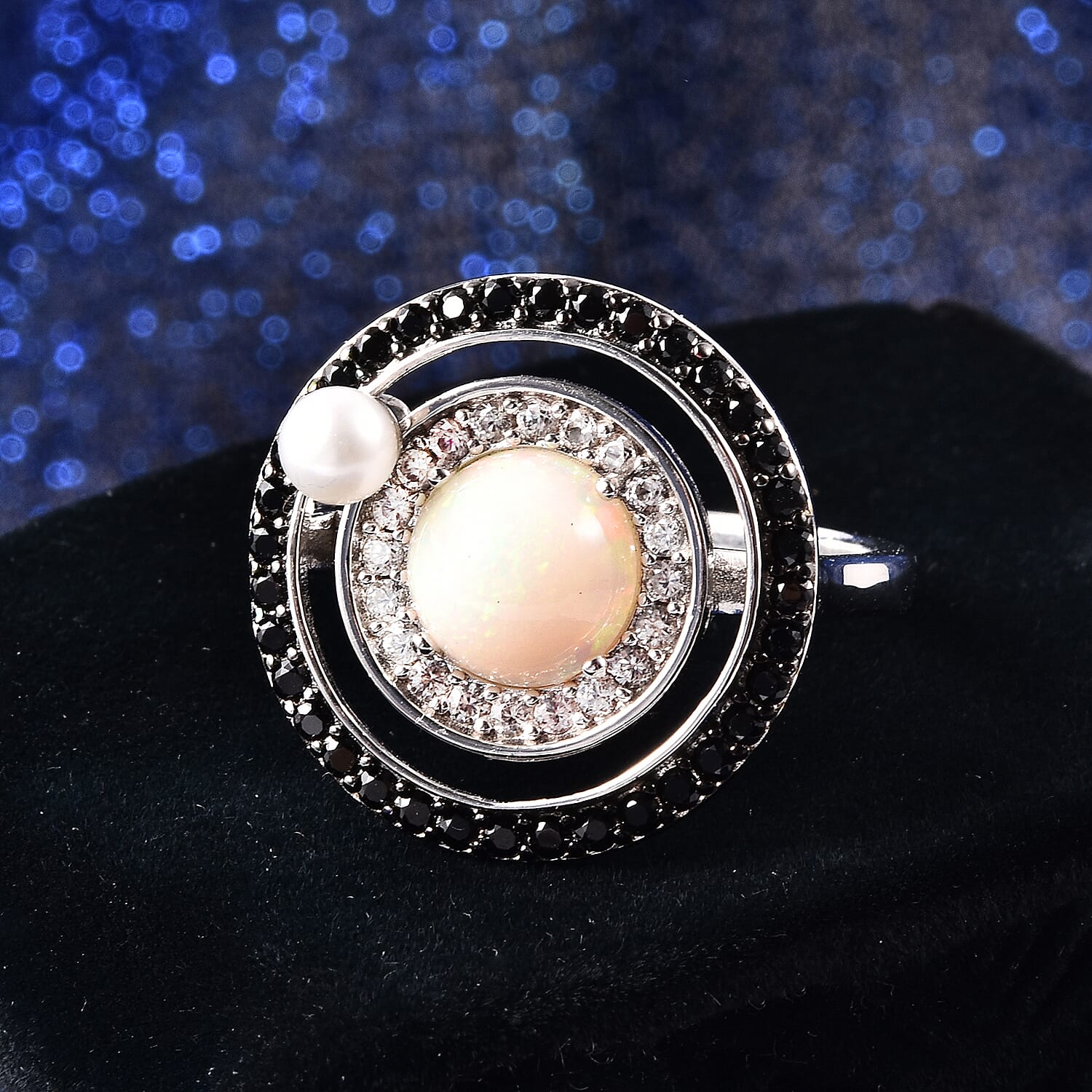 Ethiopian Welo Opal and Multi Gemstone 3.58 ctw Ring in Sterling Silver (Size 5.5)