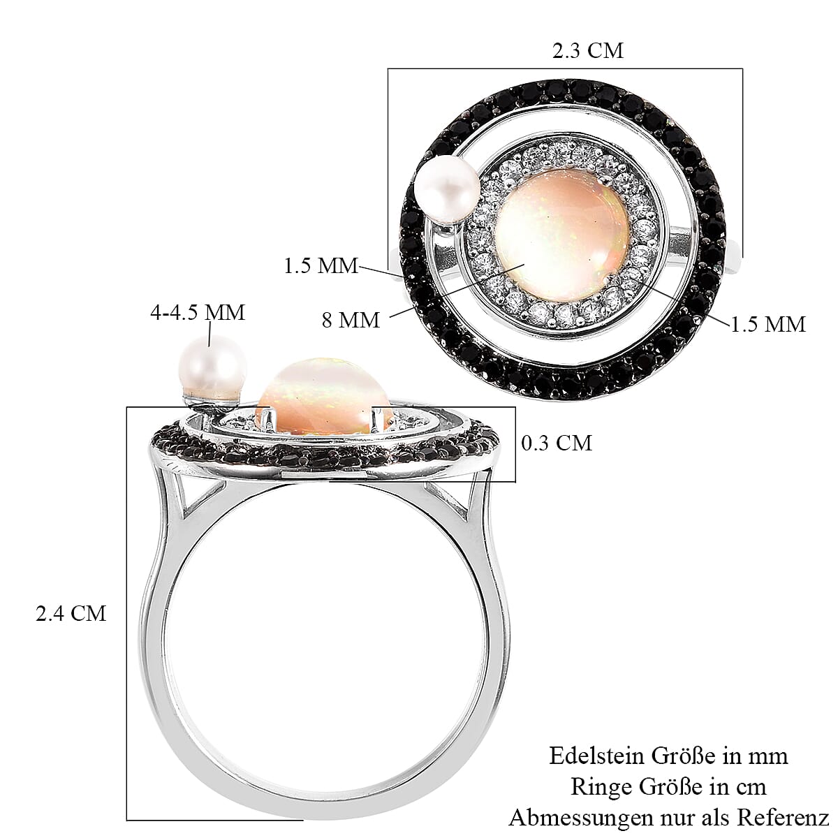 Ethiopian Welo Opal and Multi Gemstone 3.58 ctw Ring in Sterling Silver (Size 5.5)