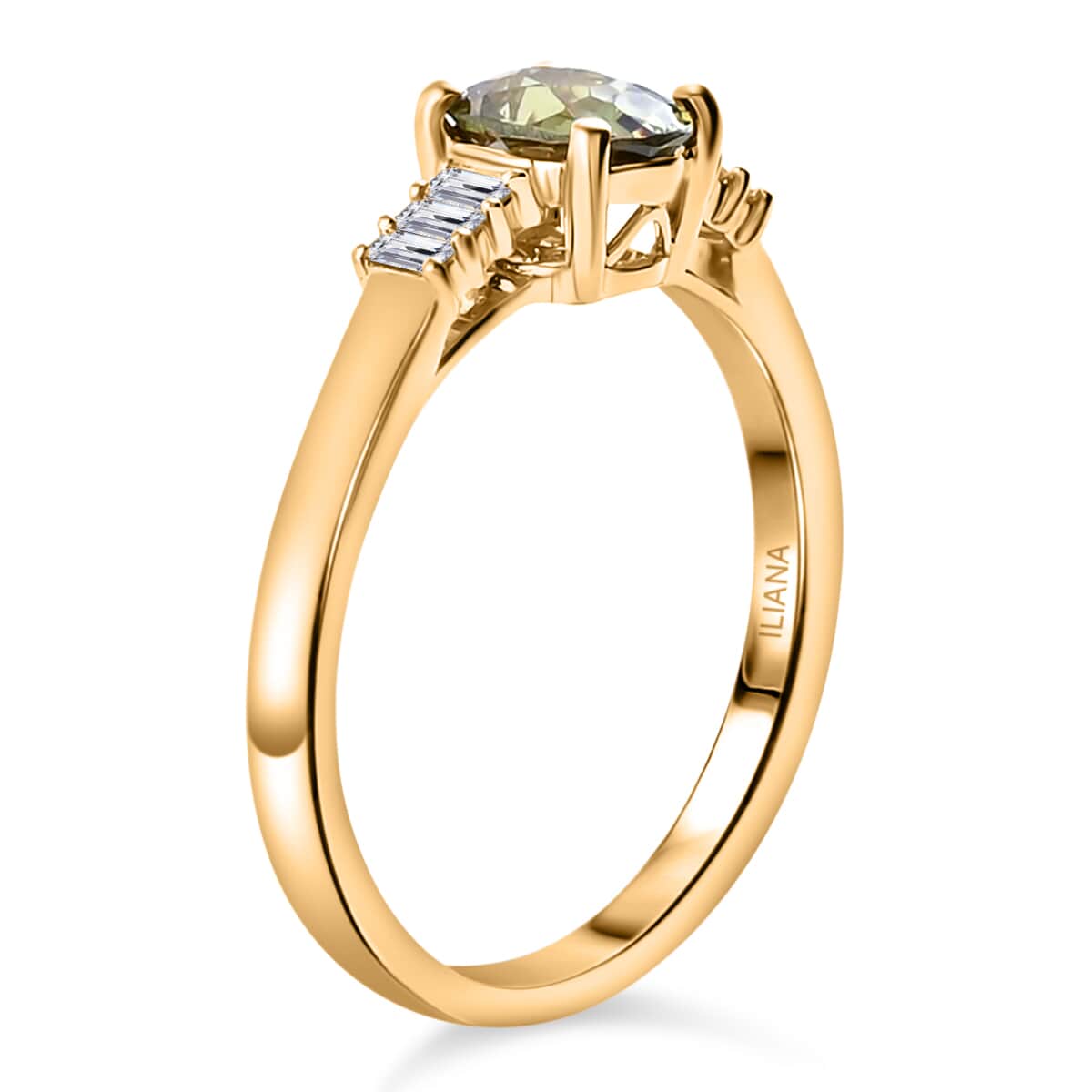 Iliana 18K Yellow Gold AAA Ambanja Demantoid Garnet and G-H SI Diamond Ring (Size 10.0) 1.00 ctw image number 2