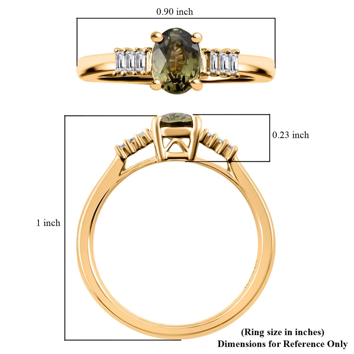 Iliana 18K Yellow Gold AAA Ambanja Demantoid Garnet and G-H SI Diamond Ring (Size 7.0) 1.00 ctw image number 3