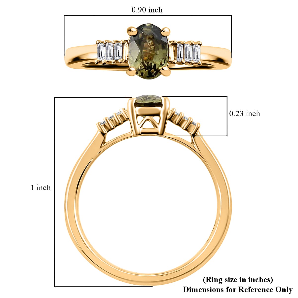 Iliana 18K Yellow Gold AAA Ambanja Demantoid Garnet and G-H SI Diamond Ring (Size 9.0) 1.00 ctw image number 3