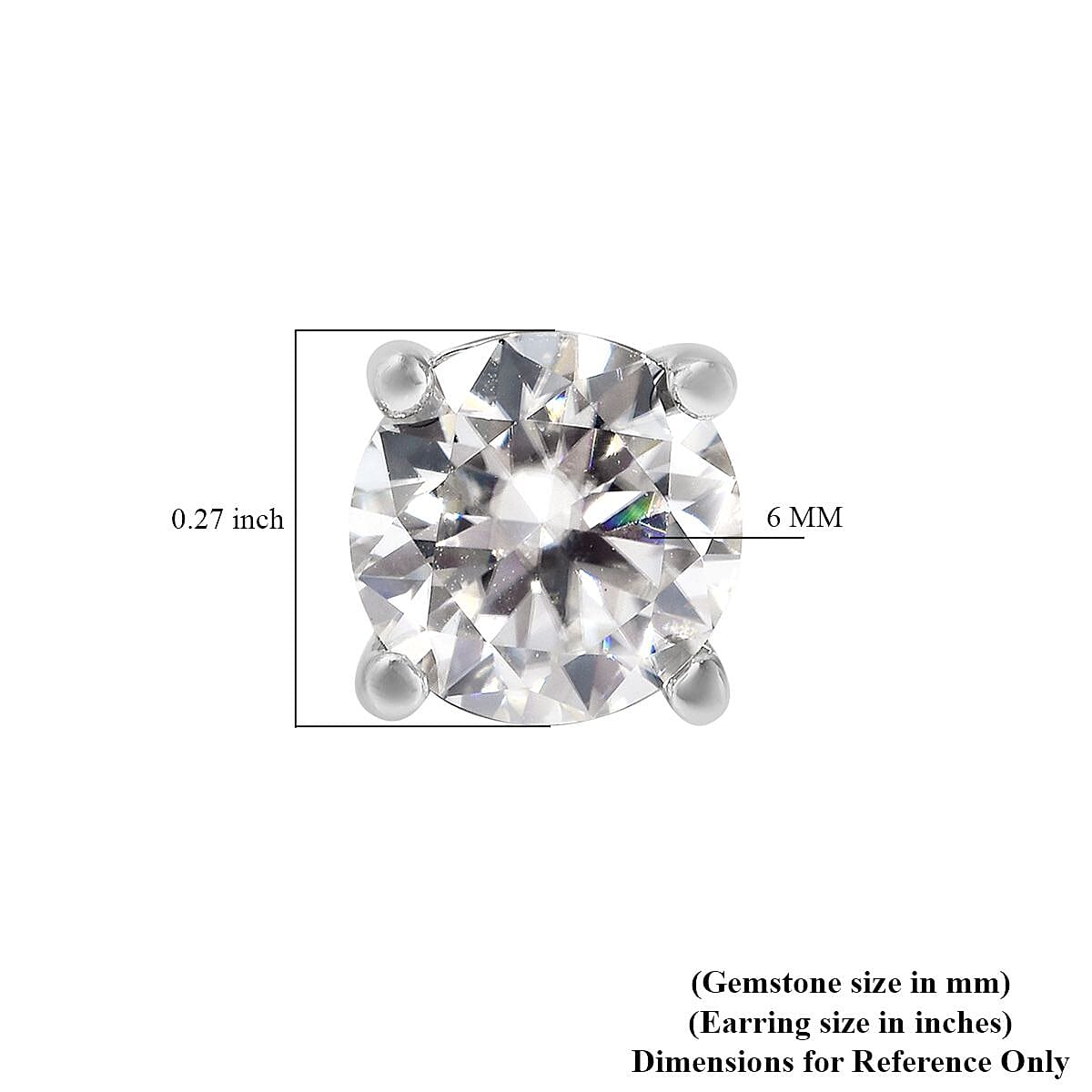 Moissanite Solitaire Stud Earrings in Platinum Over Sterling Silver 1.50 ctw