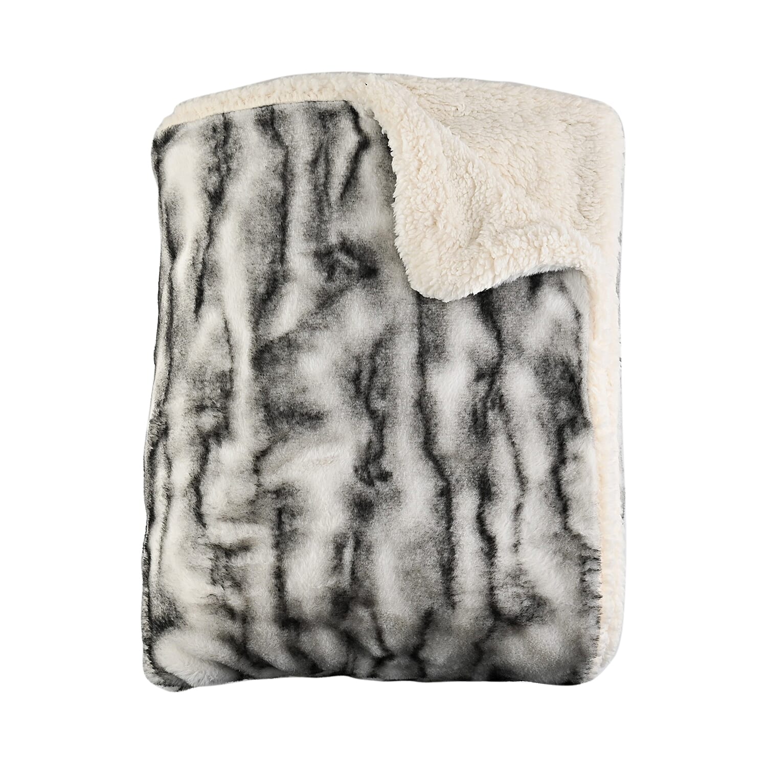 Homesmart Black and White Cozy Faux Fur Sherpa Blanket