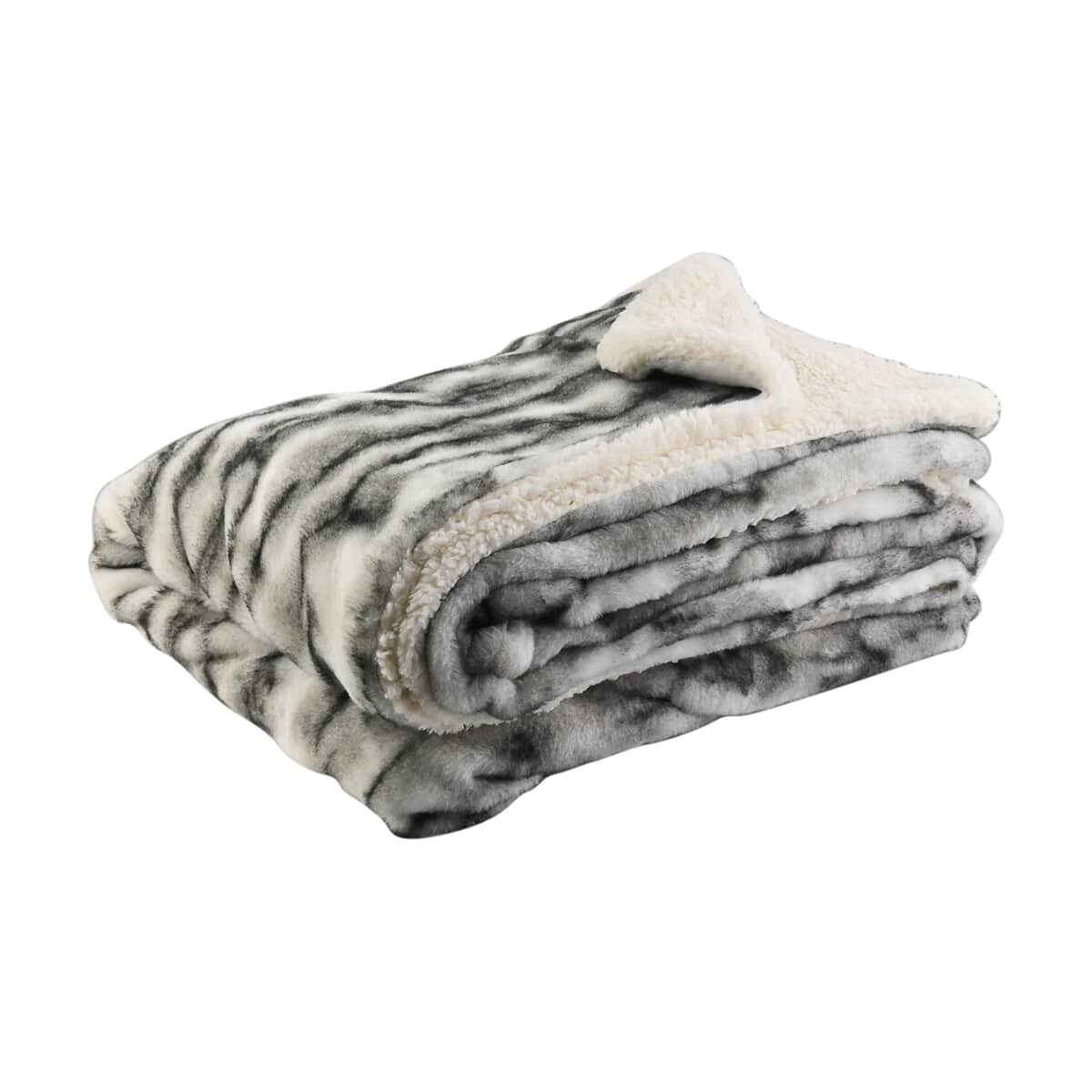 HOMESMART Black and White Cozy Faux Fur Sherpa Blanket (59"x78") image number 2