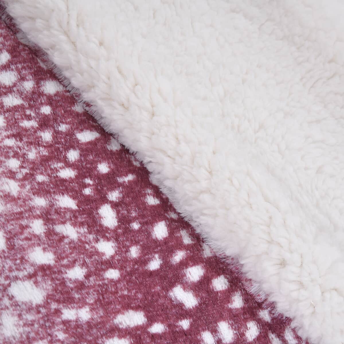 Homesmart Gradient Stripes and Dots Pattern Faux Fur Sherpa Blanket - Burgundy image number 3