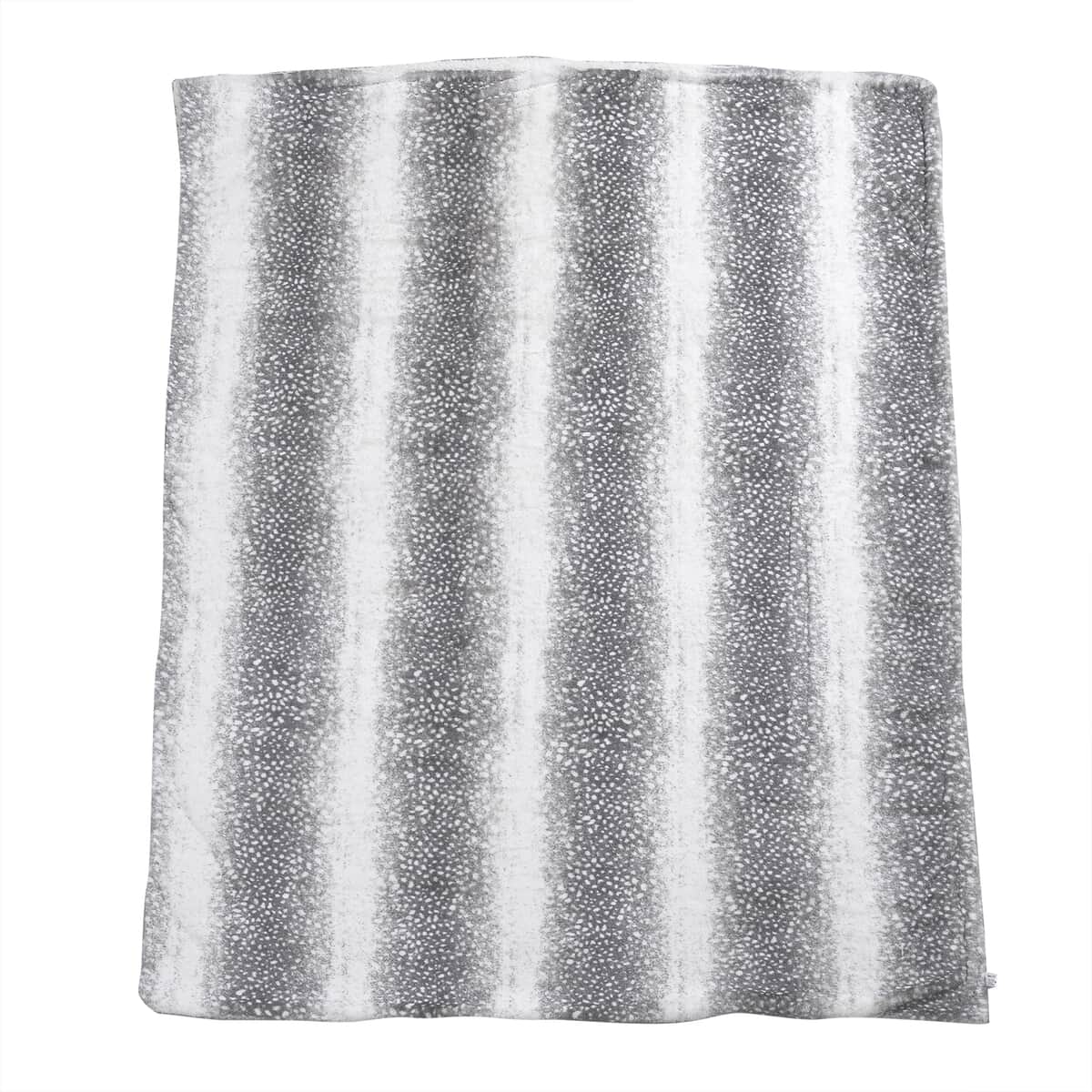 Homesmart Gradient Stripes and Dots Pattern Faux Fur Sherpa Blanket - Gray image number 1